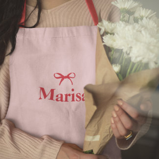Personalised Pink & Red Bow Name Apron | Custom E