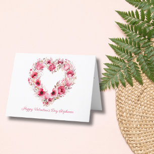 Personalised Pink Red Floral Heart Valentine's Day Thank You Card