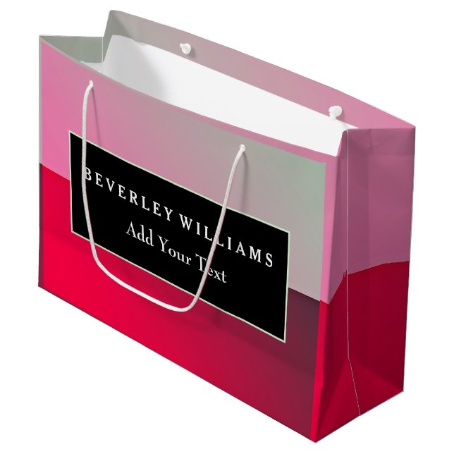Personalised Pink Red Gift Paper Bag (Front Angled)