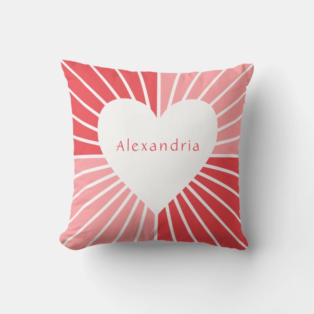 Personalised pink red heart cushion (Front)