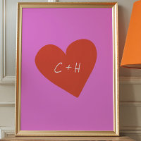 Personalised Pink Red Heart Love Couples Initials