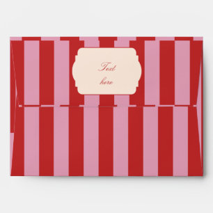 Personalised Pink & Red Striped Wedding Envelope