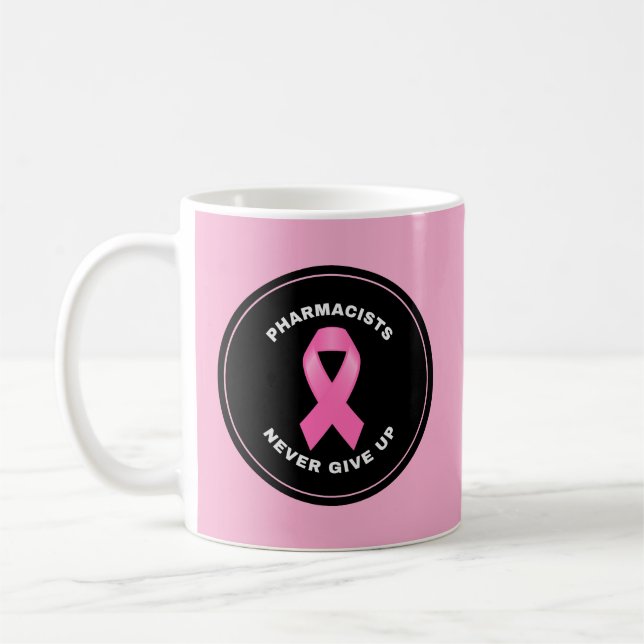 Personalised Pink Ribbon Pharmacist Coffee Mug (Left)