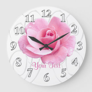 Personalised Pink Rose Clock for Women