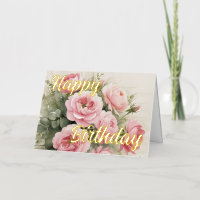 Personalised Pink Rose Elegant Birthday Wish