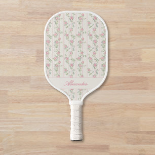 Personalised Pink Rose Floral  Pickleball Paddle