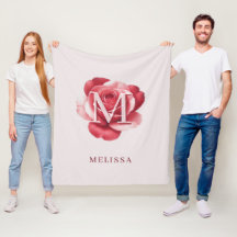 Personalised Pink Rose Monogram Name Elegant Cream