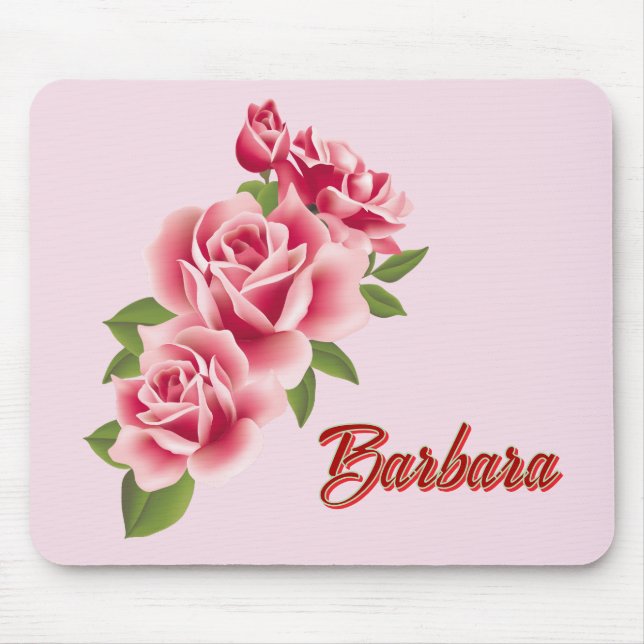 Personalised Pink Rose Mouse Pad (Front)
