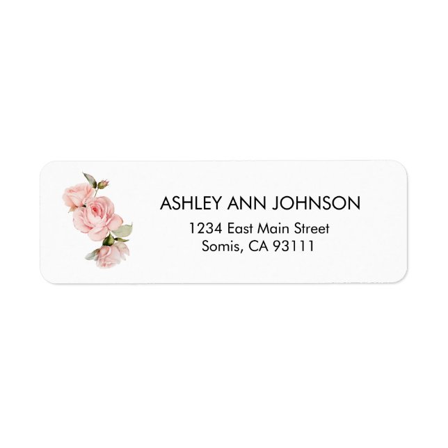 Personalised Pink Rose Return Address Labels (Front)