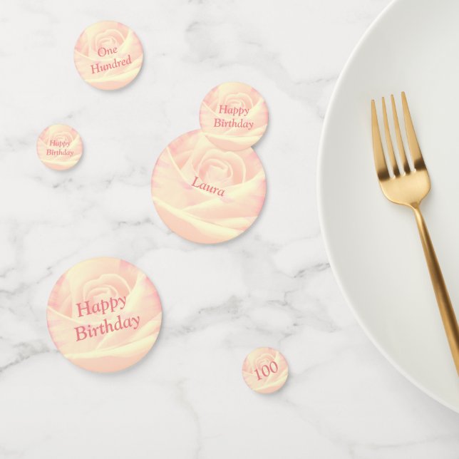 Personalised Pink Roses 100th birthday Confetti (Group)