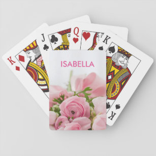 Personalised Pink Roses Playing Cards