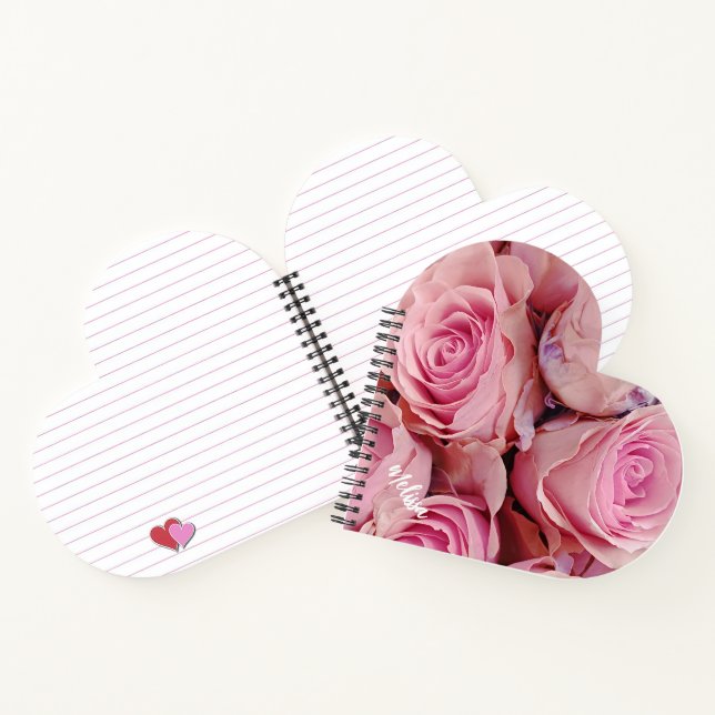 Personalised pink roses romantic floral  notebook (Inside)
