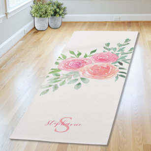 Personalised Pink Roses Yoga Mat