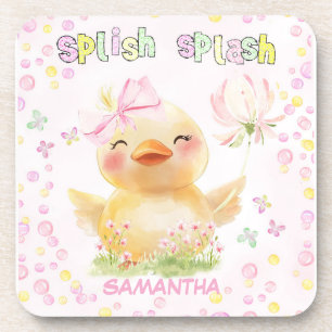 Personalised Pink Rubber Duck Coaster