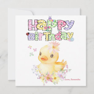 Personalised Pink Rubber Duck First Greeting Card