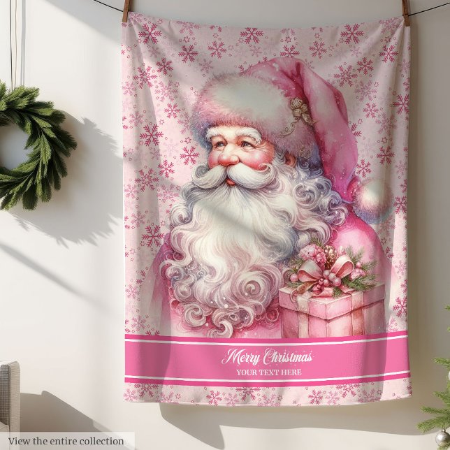 Personalised Pink Santa Girls Blanket Christmas (Personalized Pink Santa Girls Blanket Christmas Cozy)