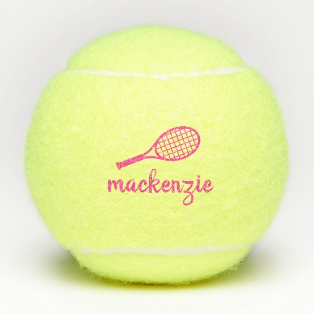 Personalised Pink Script Name Tennis Balls (Front)