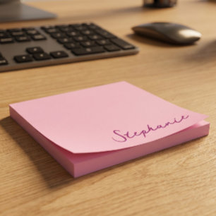 Personalised Pink Script Post it Sticky Notes