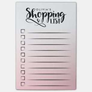 Personalised Pink Shopping List Post-it Notes