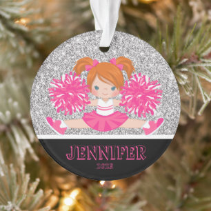 Personalised Pink & Silver Cheerleading Ornament 