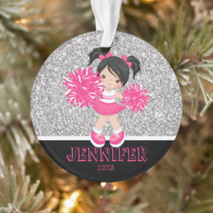 Personalised Pink & Silver Cheerleading Ornament 