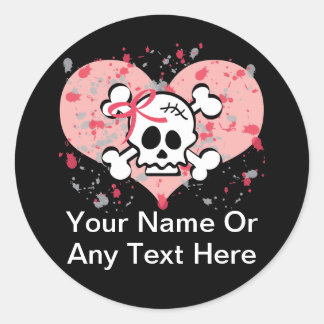 Personalised Pink Skull Stickers