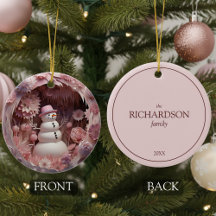 Personalised Pink Snowman Christmas