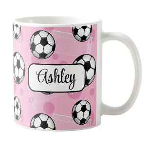 Personalised Pink Soccer Mug