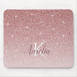 Personalised Pink Sparkle Glitter Monogram Mouse Pad