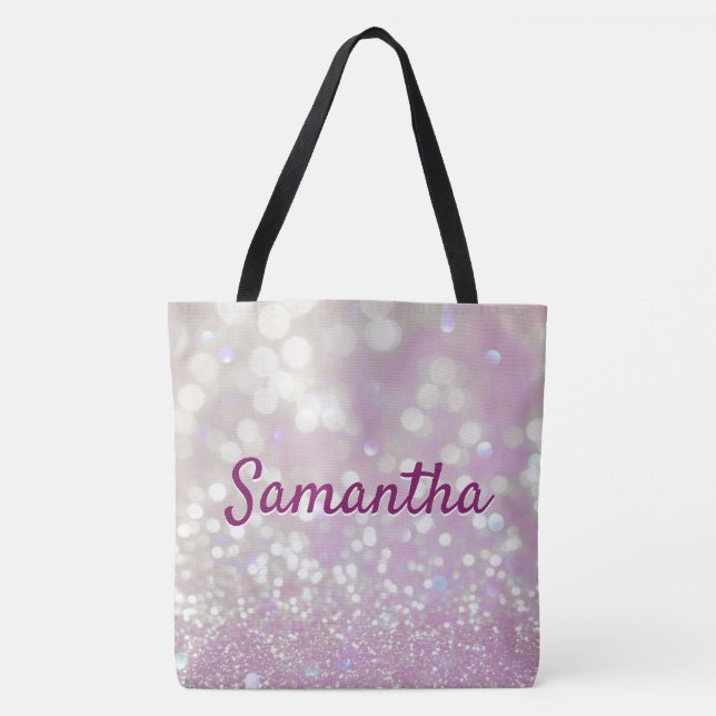 Personalised Pink Sparkled Tote Bag (Front)