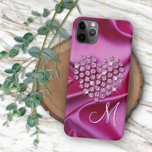 Personalised Pink Sparkling Diamonds Heart Art Case-Mate iPhone Case