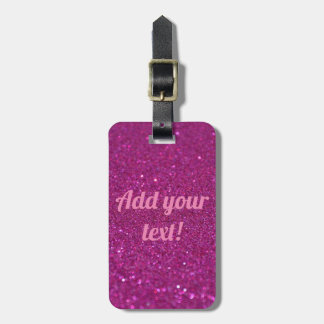 Personalised pink sparkling glitter luggage tag