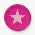 Personalised Pink Star Paper Plate