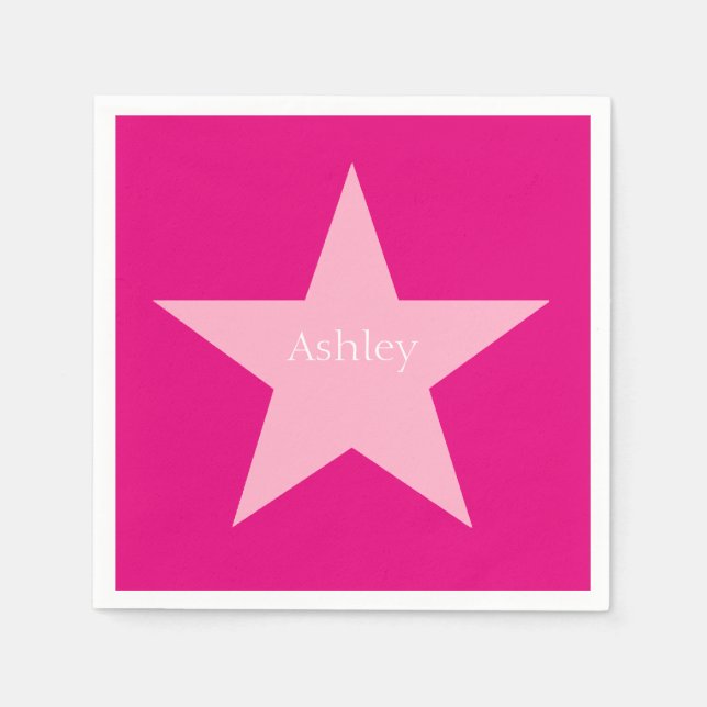 Personalised Pink Star Print Paper Napkin (Front)