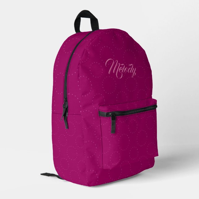 Personalised Pink Starry Night Celestial pattern Printed Backpack (Back Corner Left)