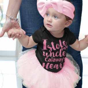 Personalised Pink Stole My Uncles Heart Baby Bodysuit