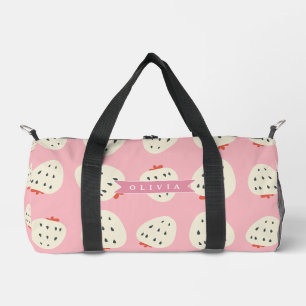 Personalised Pink Strawberry Name Cute Girly Duffle Bag