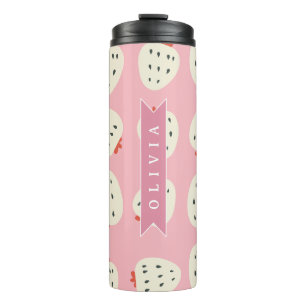 Personalised Pink Strawberry Name Cute Girly Thermal Tumbler