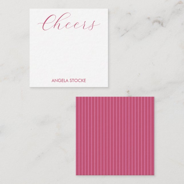 Personalised Pink Stripe Card (Front/Back)