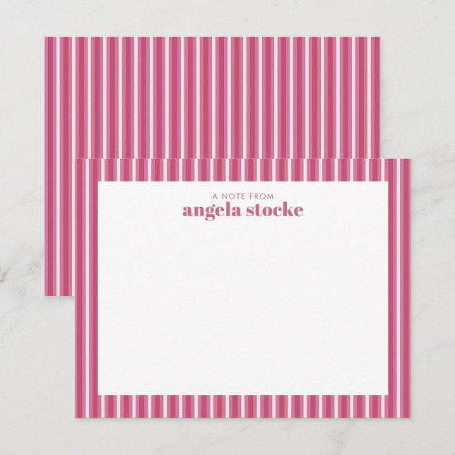 Personalised Pink Stripe Card (Front/Back)
