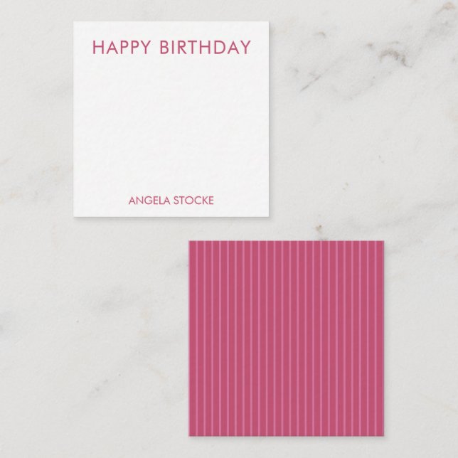 Personalised Pink Stripe Card (Front/Back)