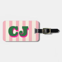 Personalised Pink Stripe Monogram, Custom Initial 