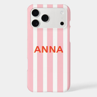 Personalised Pink Stripe Phone Case | Custom Name