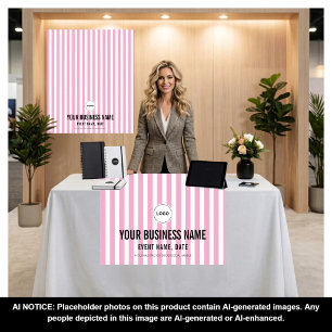 Personalised Pink Stripe Trade Show Booth Banner Tapestry