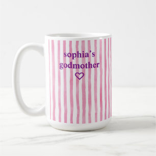 Personalised Pink Striped Godmother Coffee Mug
