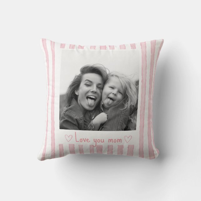 Personalised Pink Stripes Coquette Custom Text Cushion (Back)