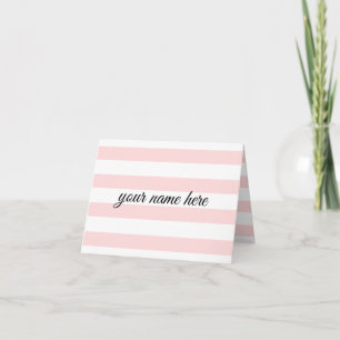 Personalised Pink Stripes Folded Notecards
