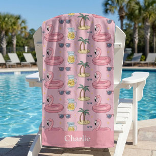 Personalised Pink Summer Vibes Bath Towel