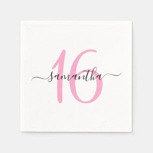 Personalised Pink Sweet 16 Napkin