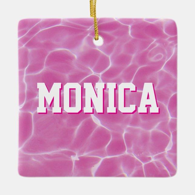 Personalised Pink Swimmer or Diver Photo Ceramic Ornament (Front)